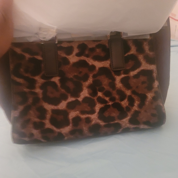 MICHAEL KORS MEDIUM HAMILTON TRAVELER LEOPARD BROWN CALF HAIR TOTE BAG - Picture 5 of 9